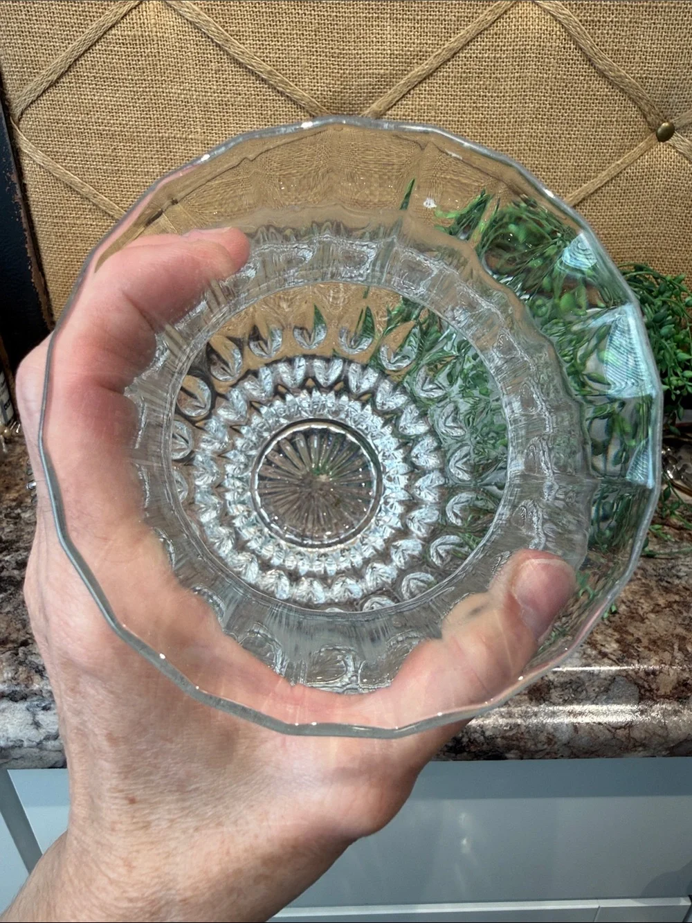 Clear Glass Ribbed Vase -
